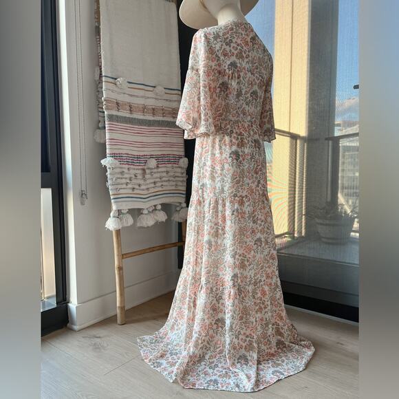 Tuckernuck The Ginger Floral Short Flutter Sleeves Maxi Dress Women’s Size XS - Picture 5 of 9